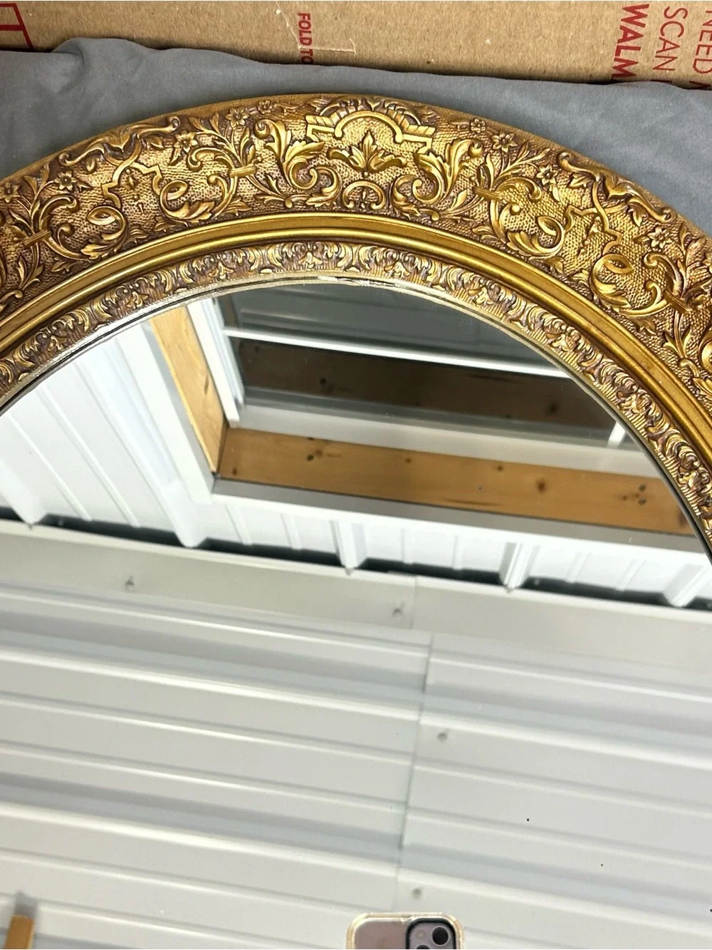 Vintage Hollywood Regency French Ornate Rococo Style Gold Oval Burwood Mirror